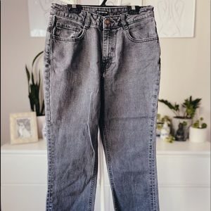 FRANK & OAK Cropped Wide Leg Dark Wash/Black High Waisted Jeans